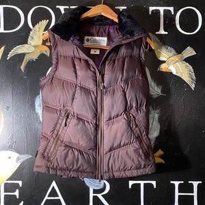 Columbia Plum Hoodie Vest with Faux Fur Trim